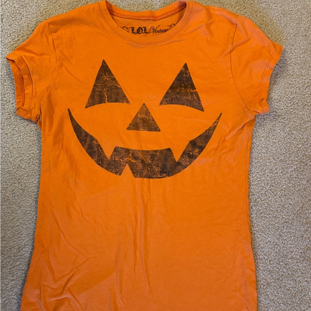 L.O.L. Vintage Orange Graphic Tee with Black Print